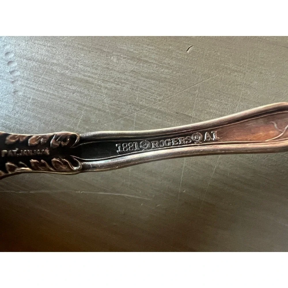 1881 Rogers A1 Silverplate Sugar Shell Spoon Vintage Grape Pattern Silver